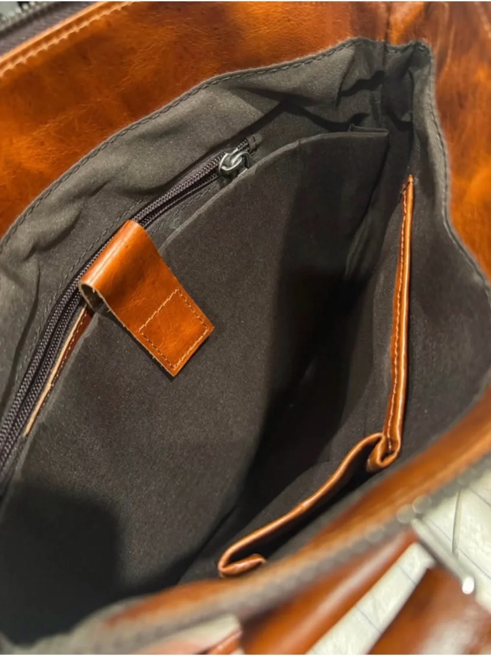 Brown Leather Messenger Bag for Men